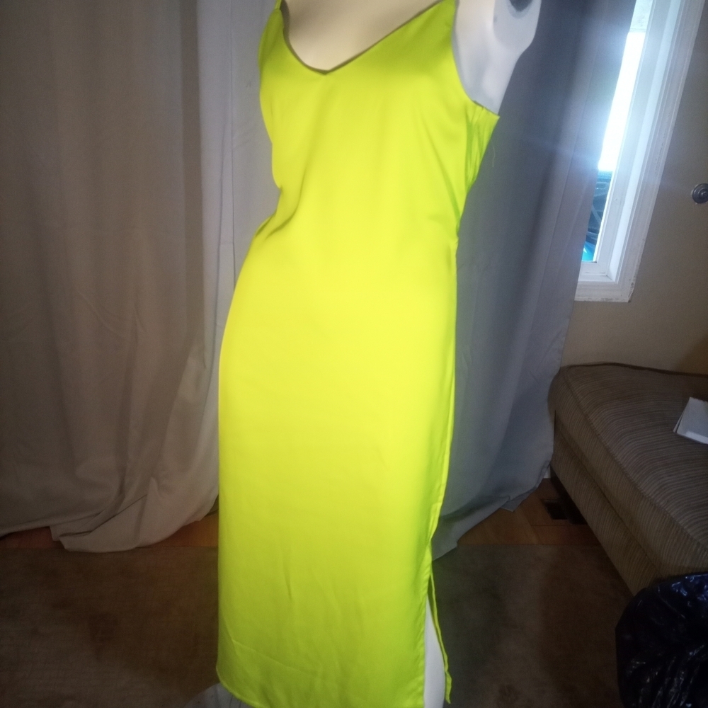 Vibrant Neon Yellow Slip Dress